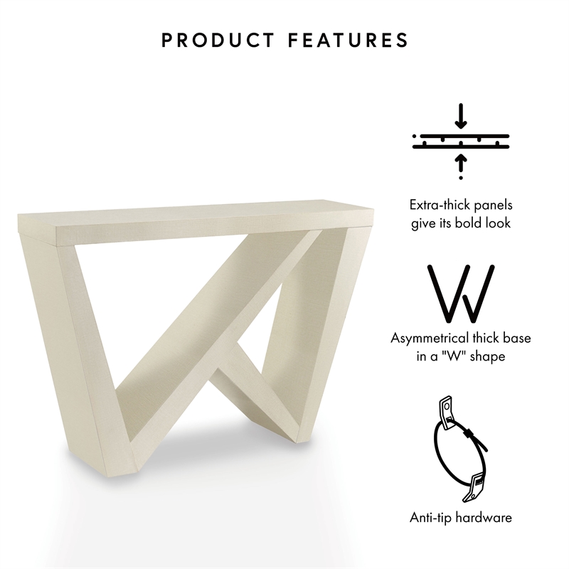 Bowery Hill Modern Wood W-Shaped Legs Console Table in Cream Weave