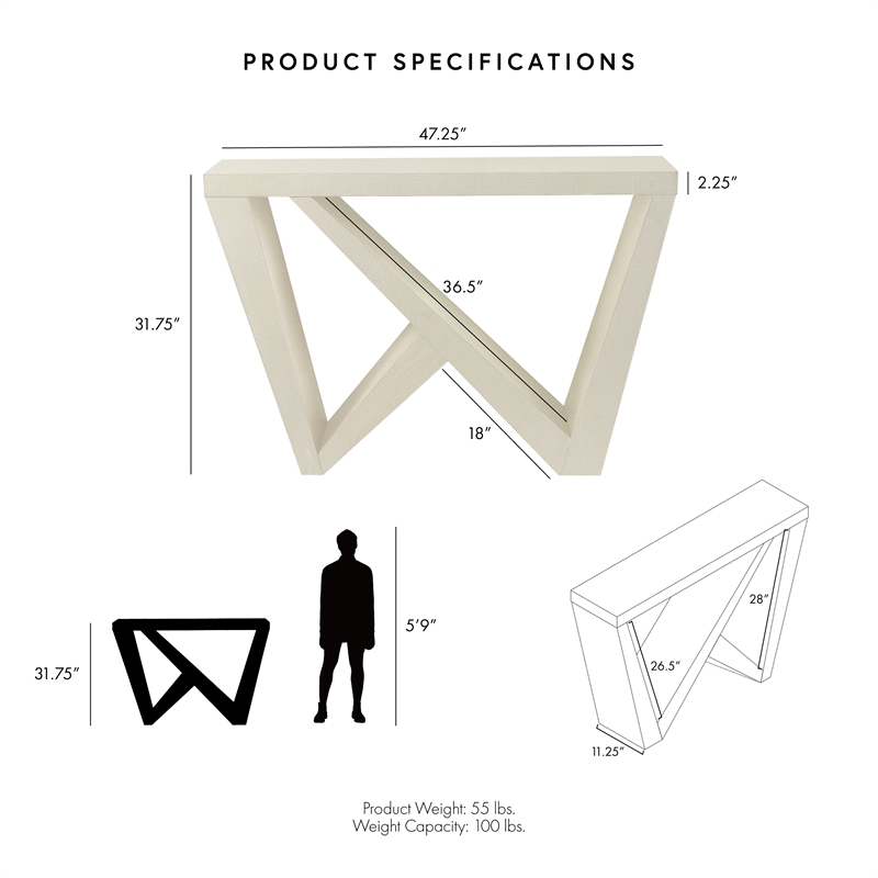 Bowery Hill Modern Wood W-Shaped Legs Console Table in Cream Weave