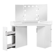 Bowery Hill Wood Bulb 2-Piece Vanity Table and Mirror Set in White
