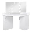 Bowery Hill Wood Bulb 2-Piece Vanity Table and Mirror Set in White