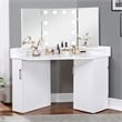 Bowery Hill Wood Bulb 2-Piece Vanity Table and Mirror Set in White