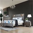 Bowery Hill 2pc Gray Solid Wood Bedroom Set- Cal King + 1 Nightstand