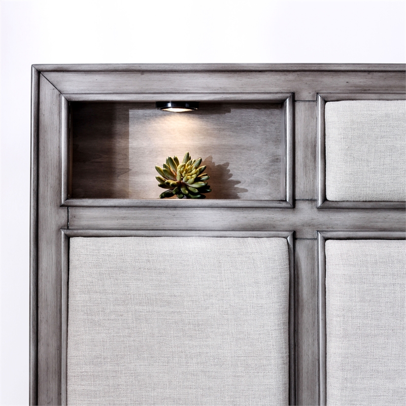 Bowery Hill 2pc Gray Solid Wood Bedroom Set- Cal King + 1 Nightstand