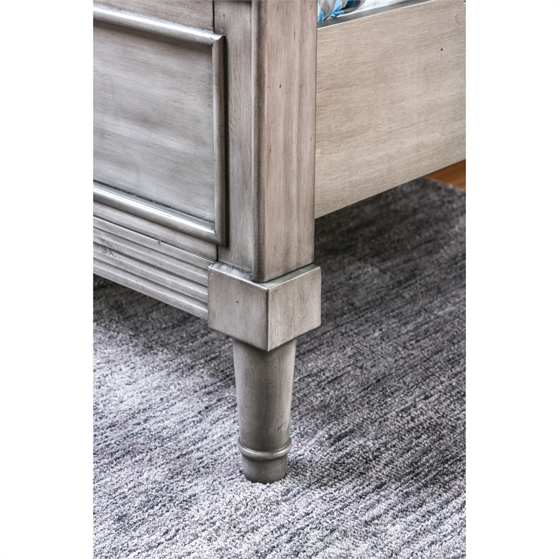 Bowery Hill 2pc Gray Solid Wood Bedroom Set- Cal King + 1 Nightstand