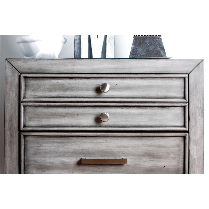Bowery Hill 2pc Gray Solid Wood Bedroom Set- Cal King + 1 Nightstand