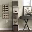 Bowery Hill Modern Wood 5-Shelf Corner Bookcase in Cream Weave