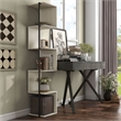 Bowery Hill Modern Wood 5-Shelf Corner Bookcase in Cream Weave