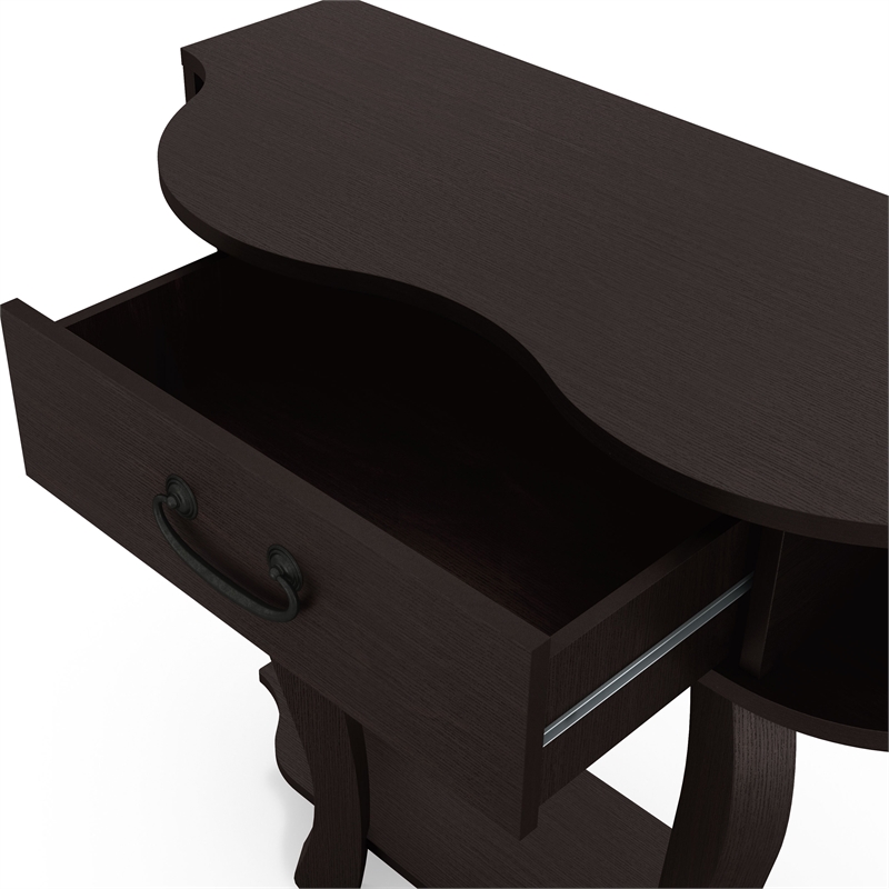 Bowery Hill Wood 1-Drawer Console Table with Shelf in Espresso