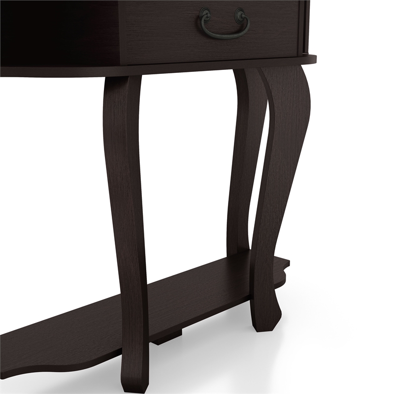 Bowery Hill Wood 1-Drawer Console Table with Shelf in Espresso
