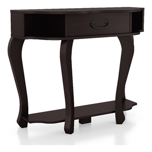 Bowery Hill Wood 1-Drawer Console Table with Shelf in Espresso