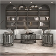 Bowery Hill Marble and Metal 3-Piece Coffee Table Set in Black