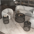 Bowery Hill Marble and Metal 3-Piece Coffee Table Set in Black