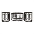 Bowery Hill Marble and Metal 3-Piece Coffee Table Set in Black