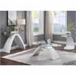 Bowery Hill Contemporary Glass Top Coffee Table in White Finish
