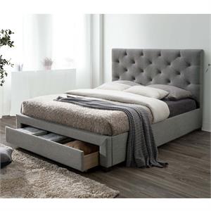 Bowery Hill Transitional Fabric Storage King Bed in Gray Finish