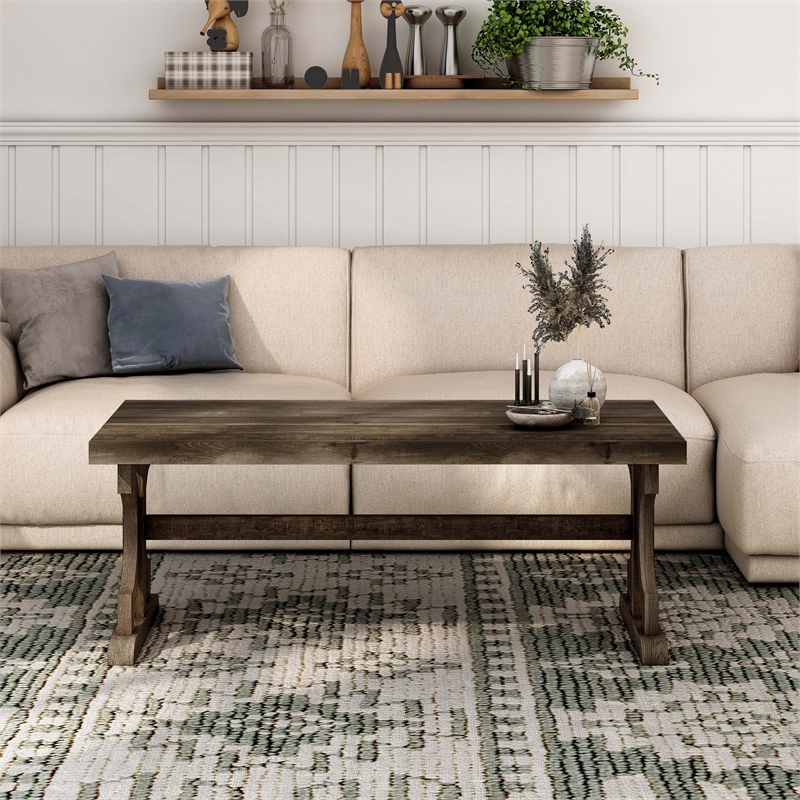 Bowery Hill Farmhouse Wood Coffee Table in Reclaimed Oak Finish