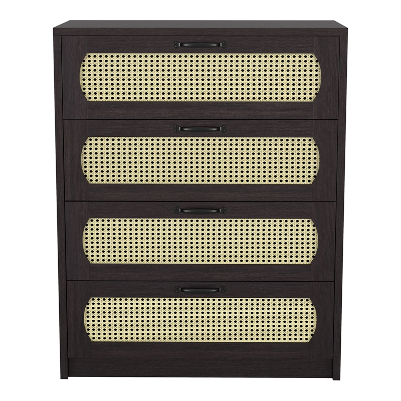 Bowery Hill Transitional Wood 4-Drawer Chest in Espresso Finish