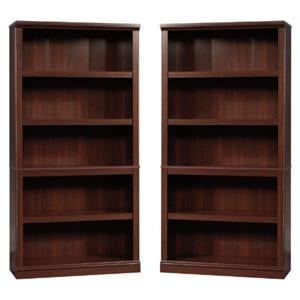 Bowery Hill Engineered Wood 5 Shelf Bookcase in Select Cherry - Set of 2