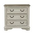 Bowery Hill Traditional White 3 Drawer Bedside Chest w/ Charging Station