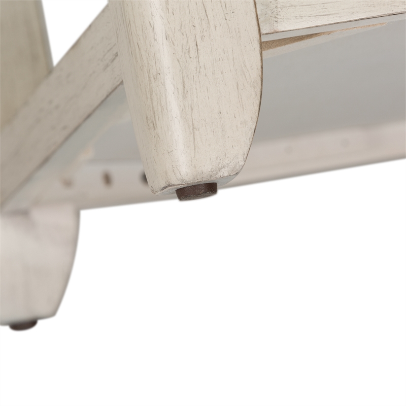 Bowery Hill Farmhouse Wood Reimagined White End Table with Basket