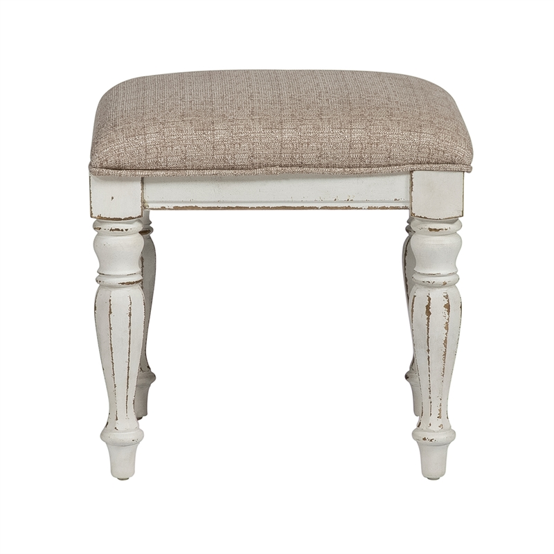 Bowery Hill Modern / Contemporary Wood Vanity Stool in White