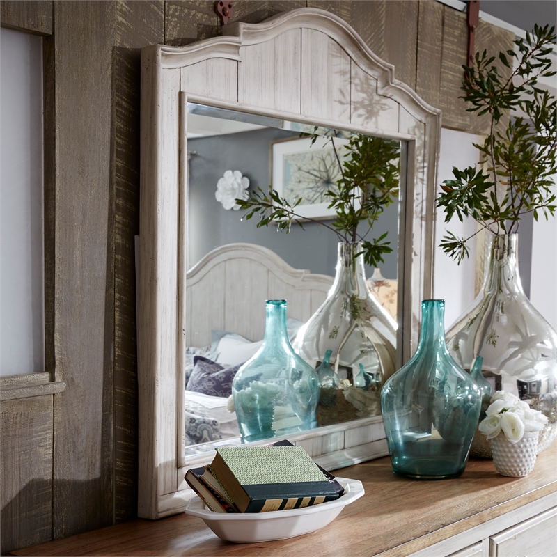 Bowery Hill Traditional Farmhouse Wood Reimagined White Mirror