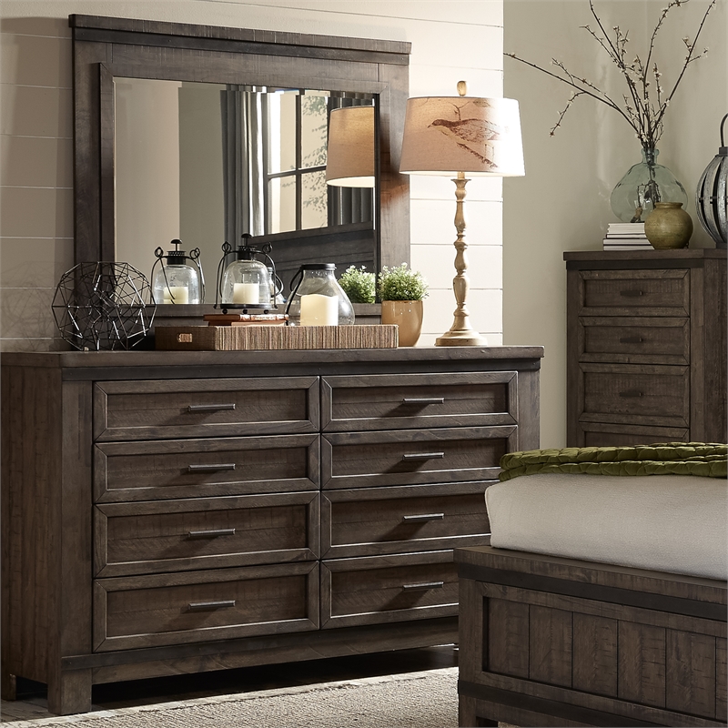 Bowery Hill Modern / Contemporary Wood Mirror Dark Gray Finish