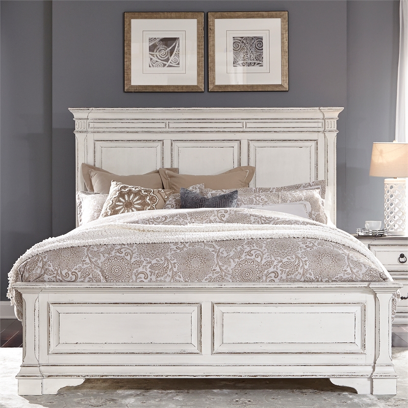 Bowery Hill Modern / Contemporary Wood White Queen Panel Bed