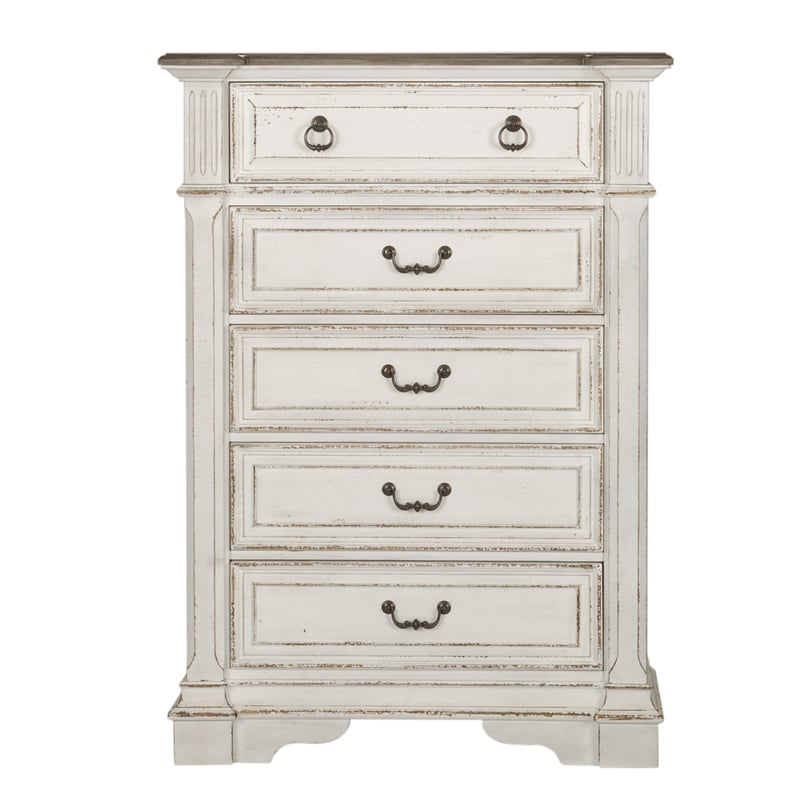 Bowery Hill Modern / Contemporary Wood 5 Drawer Chest in White