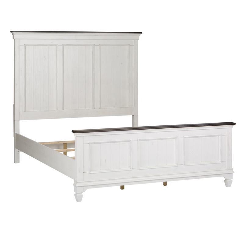Bowery Hill Traditional Engineered Wood King Panel Bed in White