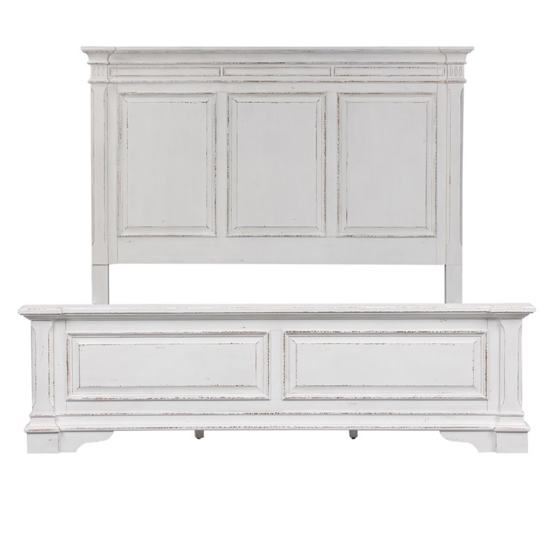 Bowery Hill Traditional Engineered Wood White King Panel Bed