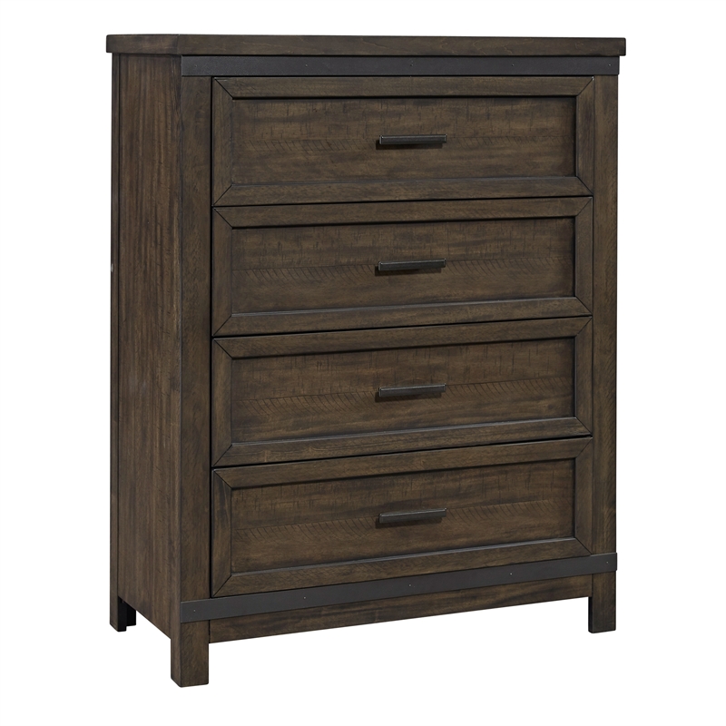 Bowery Hill Traditional Engineered Wood Dark Gray 4 Drawer Chest