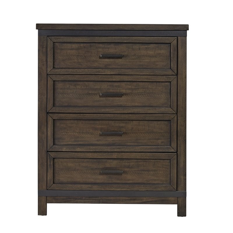 Bowery Hill Traditional Engineered Wood Dark Gray 4 Drawer Chest