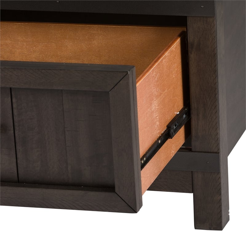 Bowery Hill Traditional Engineered Wood Dark Gray Full Bookcase Bed