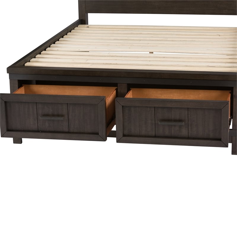 Bowery Hill Traditional Engineered Wood Dark Gray Full Bookcase Bed