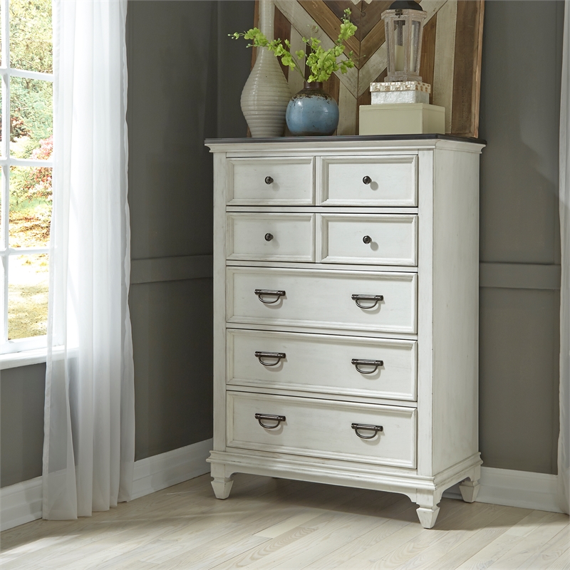 Bowery Hill Modern / Contemporary Wood 5 Drawer Chest in White