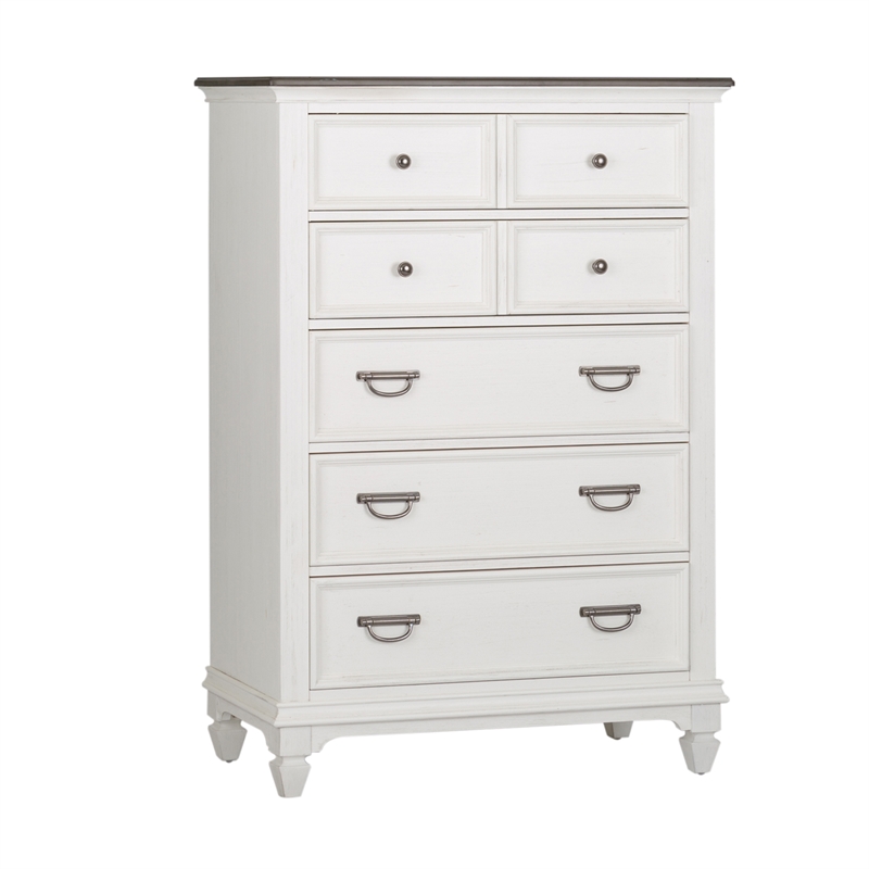 Bowery Hill Modern / Contemporary Wood 5 Drawer Chest in White