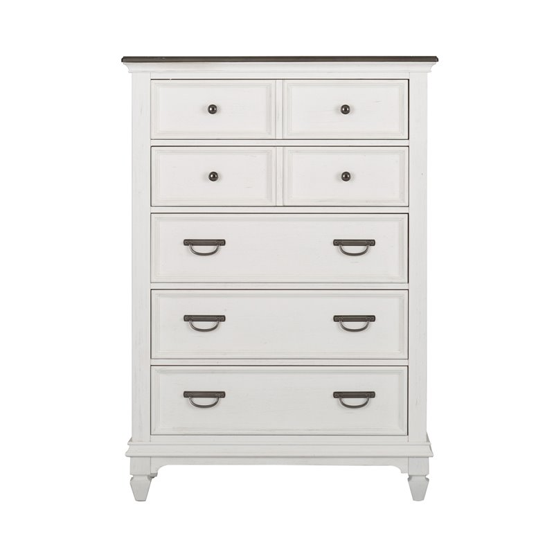 Bowery Hill Modern / Contemporary Wood 5 Drawer Chest in White