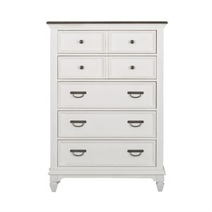 Bowery Hill Modern / Contemporary Wood 5 Drawer Chest in White
