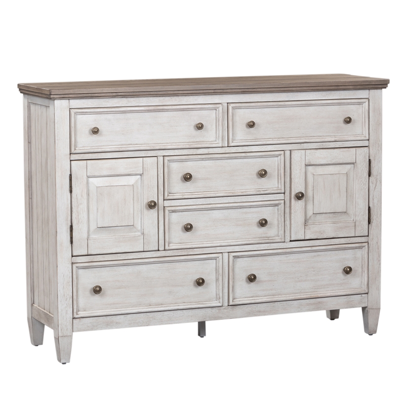 Bowery Hill Modern / Contemporary Wood White 2 Door 6 Drawer Chesser