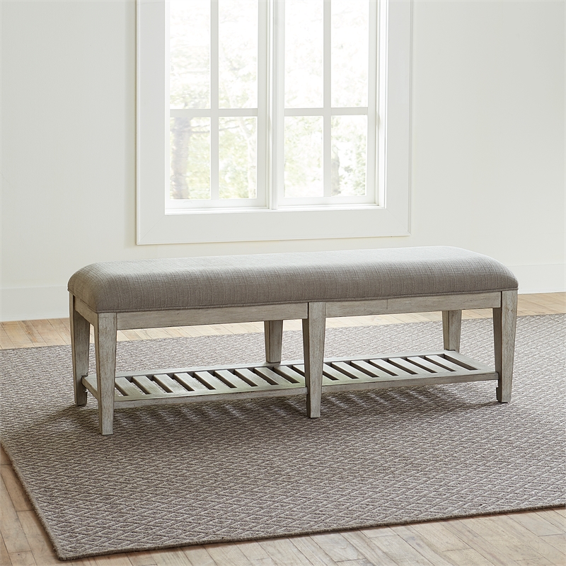 Bowery Hill Modern / Contemporary Wood Bed Bench in White Finish