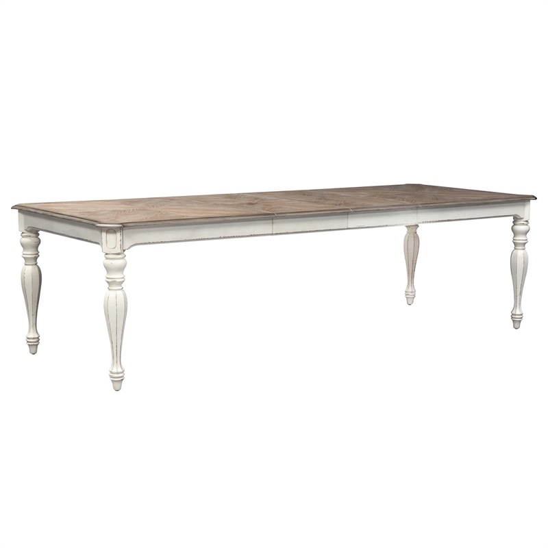 Bowery Hill Traditional Wood Rectangular Table in White Finish