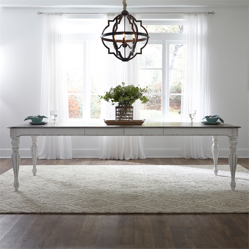 Bowery Hill Traditional Wood Rectangular Table in White Finish