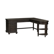 Bowery Hill Traditional Engineered Wood Black L Shaped Desk Set
