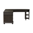 Bowery Hill Traditional Engineered Wood Black L Shaped Desk Set