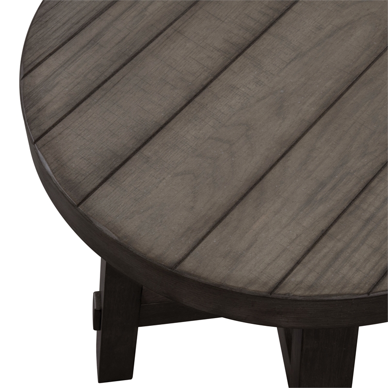 Bowery Hill Modern Farmhouse Engineered Wood Dark Gray Splay Leg Round End Table