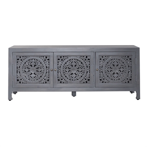 Bowery Hill Traditional Wood Multi 65 Inch 3 Door Accent TV Stand