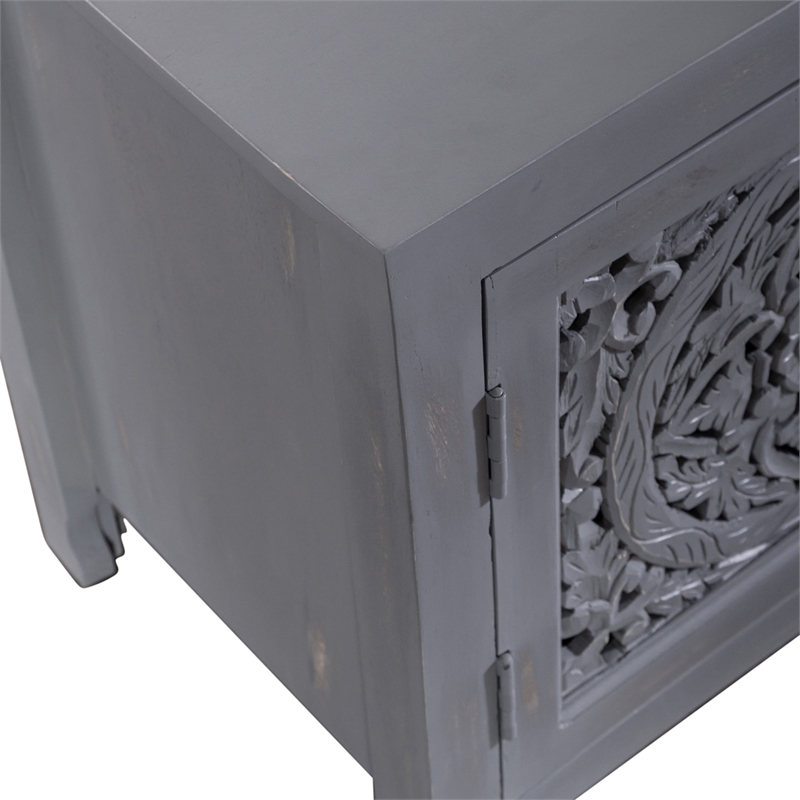 Bowery Hill Traditional Wood Multi 65 Inch 3 Door Accent TV Stand