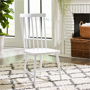 Bowery Hill Traditional Wood Cottage Spindle Back Side Chair - White - Set of 2