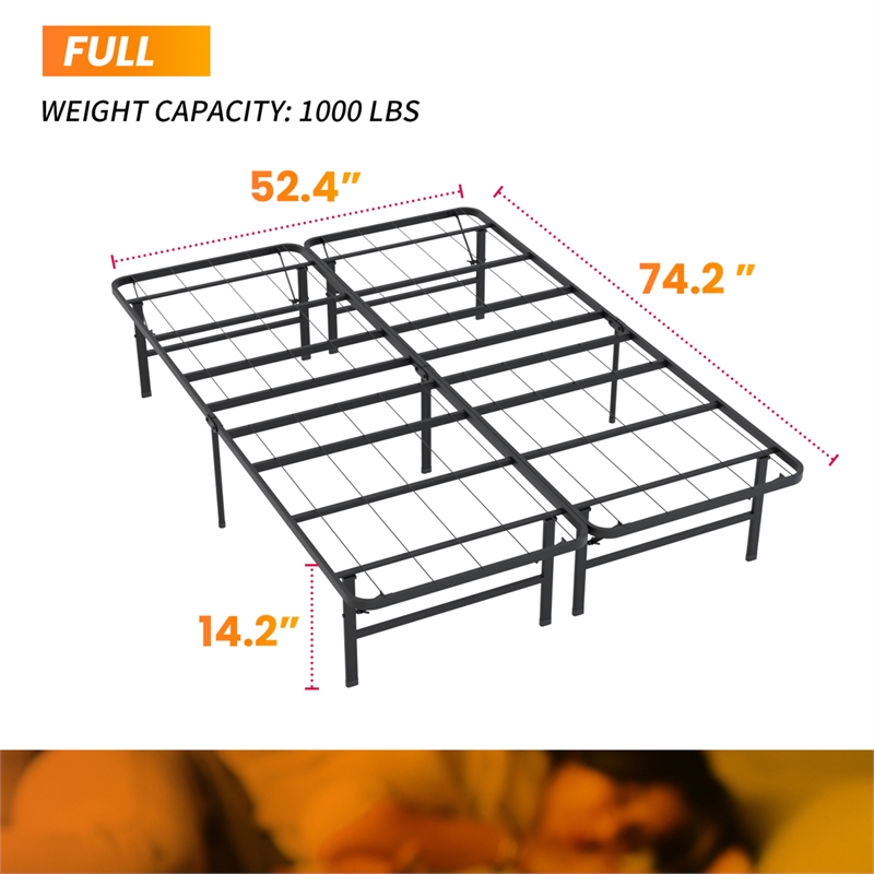 Bowery Hill Modern Metal Foldable Full Bed Frame in Black Finish
